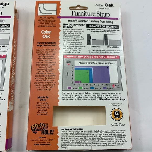 Quakehold furniture straps #4163 #4161 beige 4x18” - Picture 2 of 4